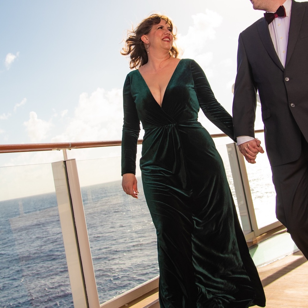 Jenny Yoo Green Dress Velvet Maxi Dress Bhldn size 14
